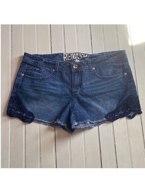 Rewash Denim Shorts with Lace Trim Blue Size 13/31